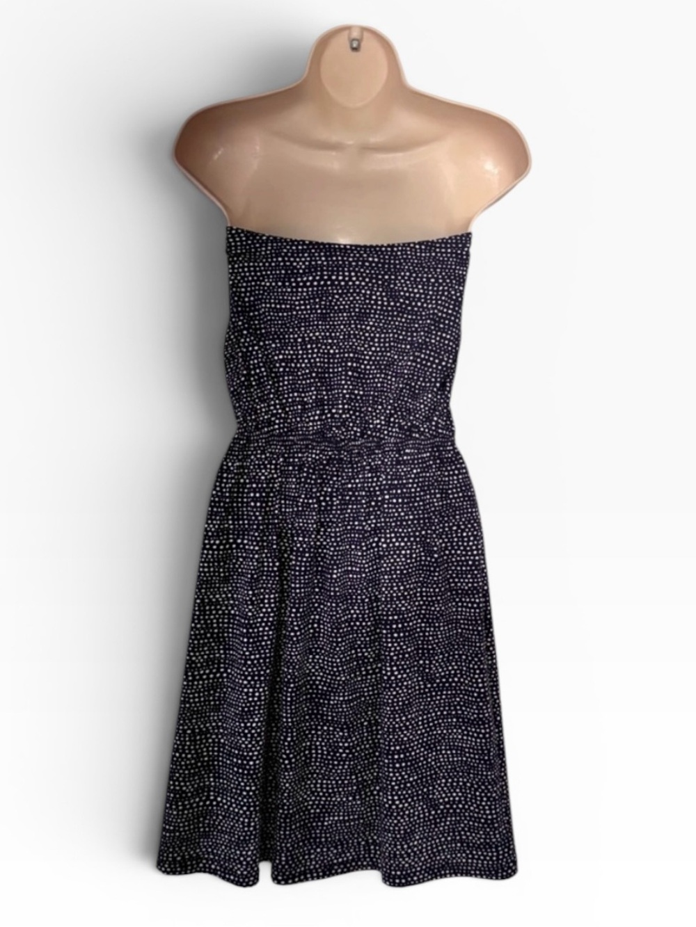 H&M Black White Polka Dot Strapless Mini Dress Smocked Waist Medium - Picture 3 of 5
